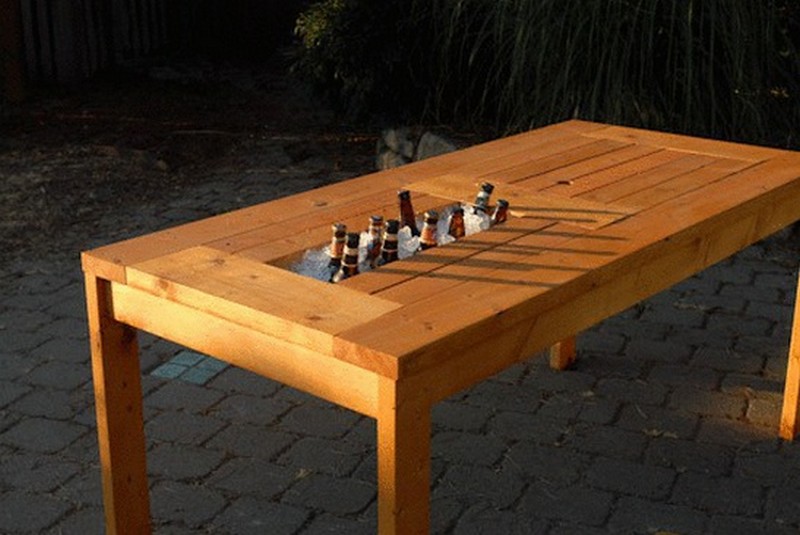 DIY Patio Table with Built-in Beer/Wine Coolers