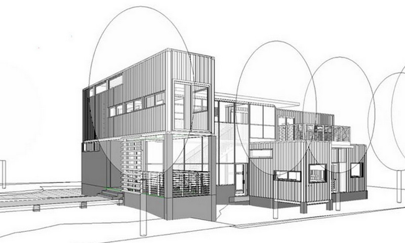Concept drawing - Glassberg container home