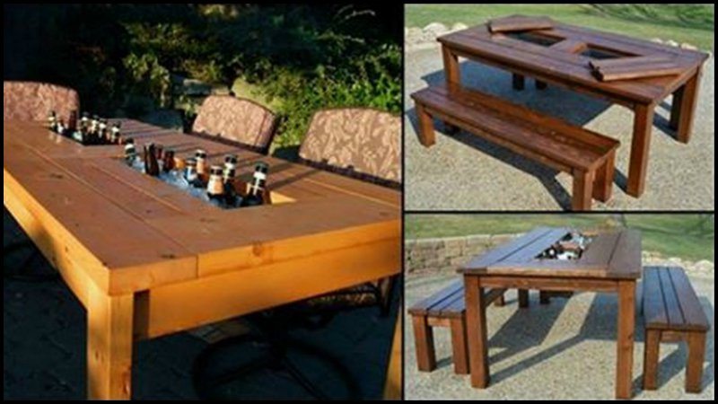 Diy Patio Table With Built In Beer Wine Coolers The Owner