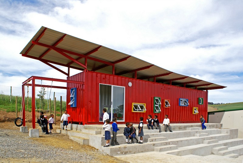 A shipping container classroom created for the underprivileged children in South Africa