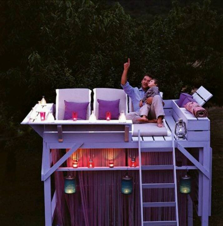 Turn an old bunk bed into a star gazing tree house!