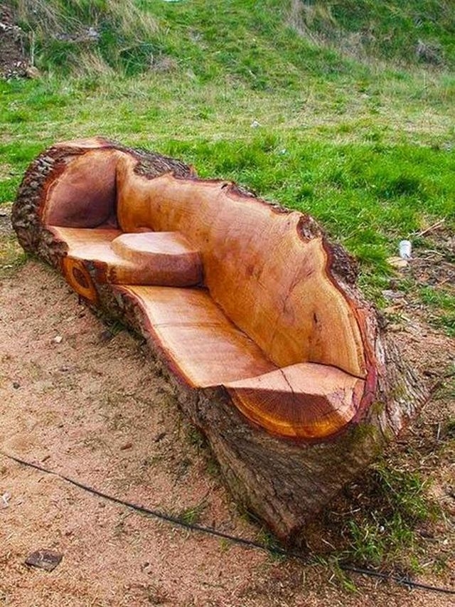 Probably the most obvious way to use a fallen tree is for firewood. Why not make it last longer by turning it into outdoor furniture.