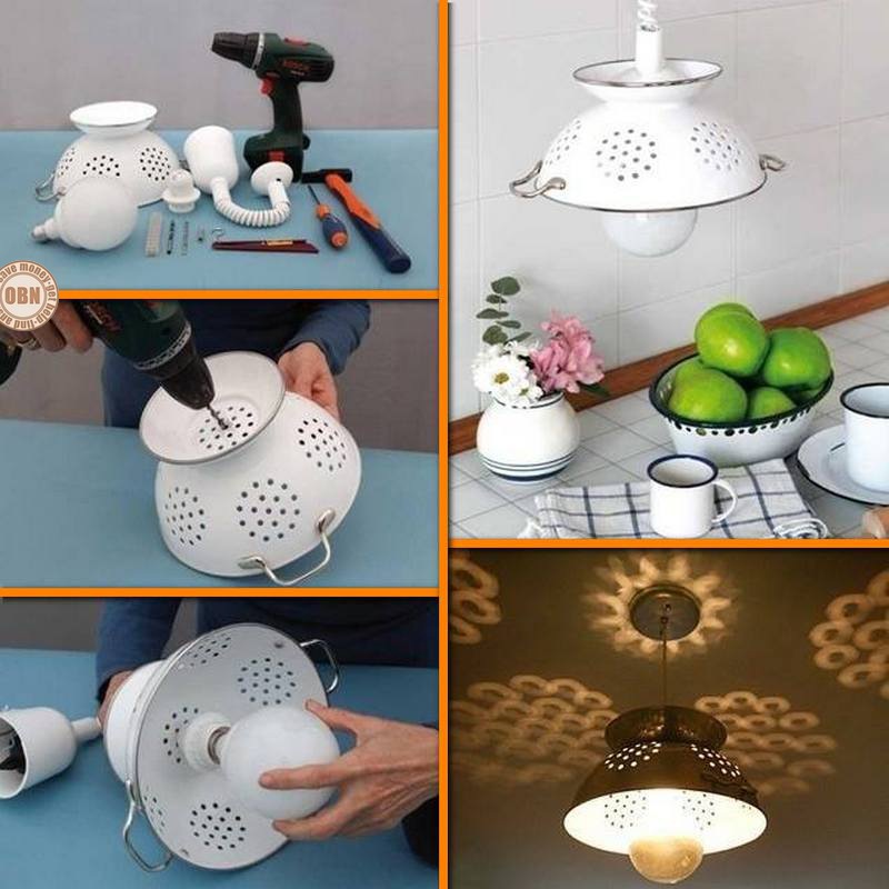 An Exquisite  DIY Colander Pendant Lamp