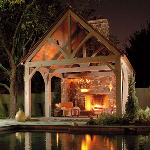 Large scale luxury, but something like this could be achieved on a smaller scale - a wall/chimney/fireplace, with a pergola added - perhaps roll down wall panels to keep the warmth in on cooler nights? What do you think - does your dream backyard have room for one of these? I personally love the heavy wooden beams used to create this!