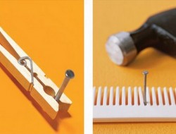 Use a clothespin or comb to hold a nail while hammering.