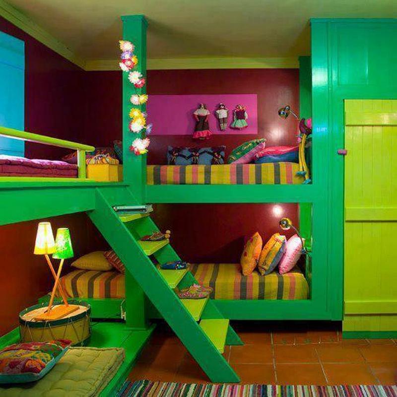 It's bright!   But when you get past the colour, this is a good use of space in a kids room.