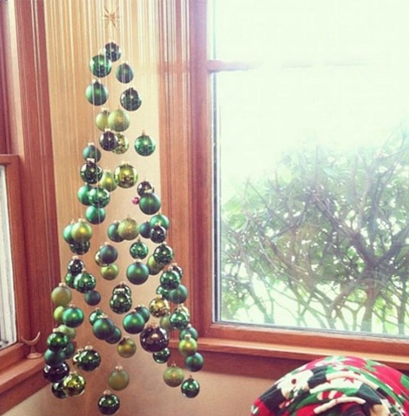 Christmas Tree Made of Suspended Ornaments