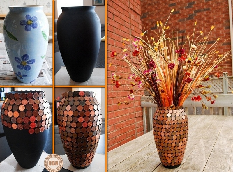 All you need to make your flower vase interesting are a few pennies!