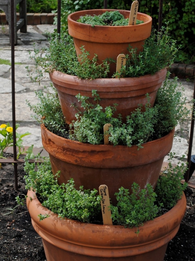 Stacked Pots for Herbs