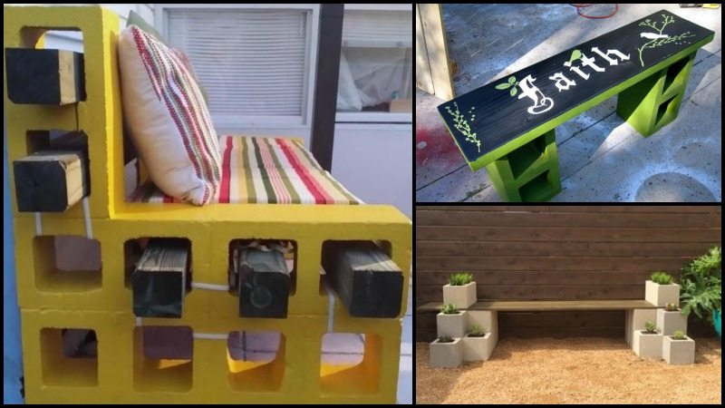 DIY Cinder Block Outdoor Bench