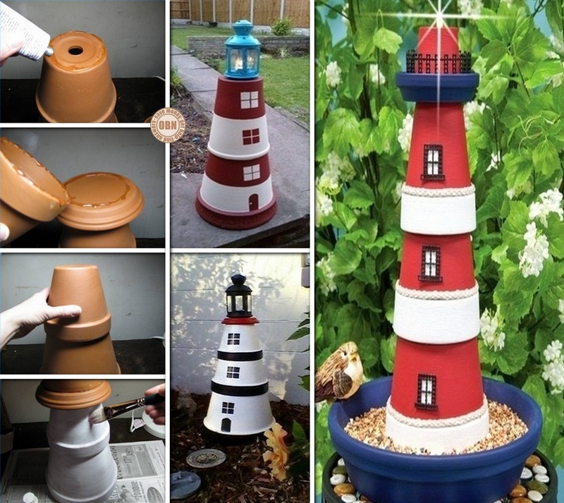 DIY Clay Pot Lighthouse
