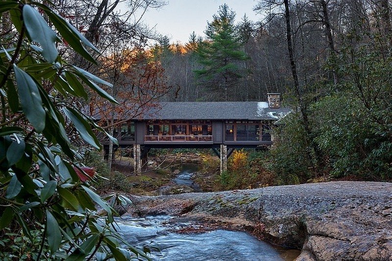 Bridge House: Home Across A Stream - Cashiers, North Carolina