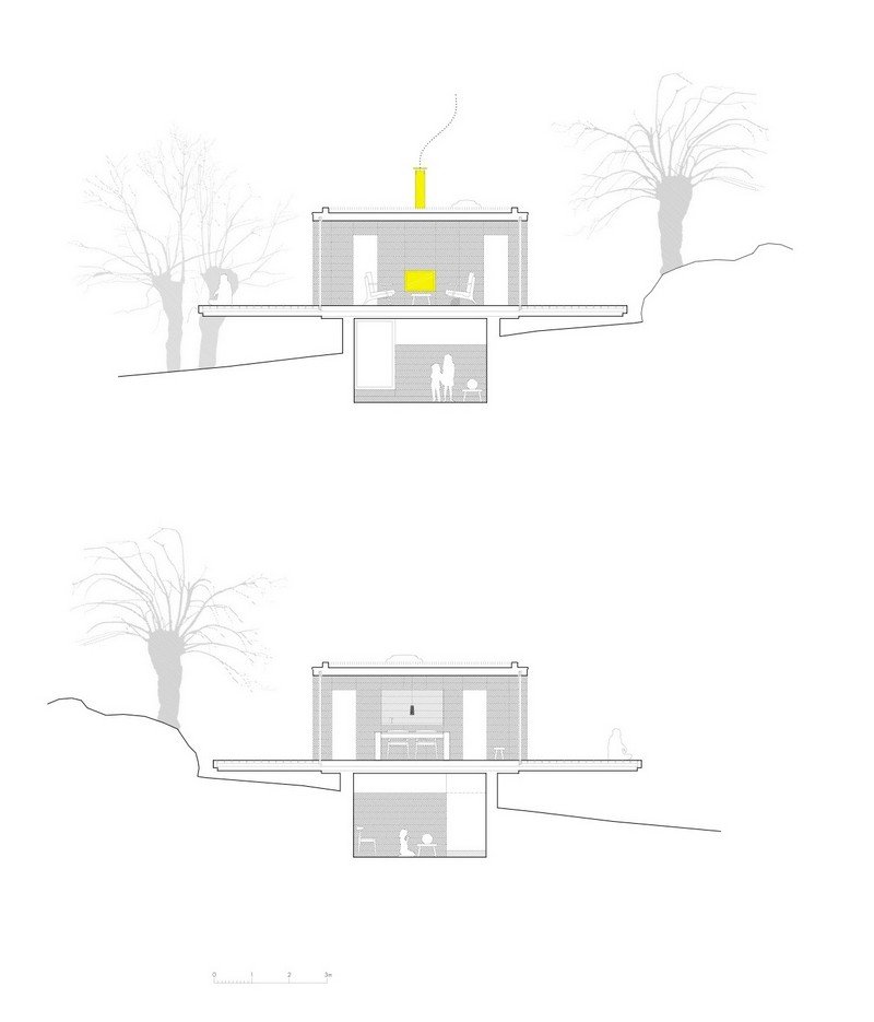 Casa B - dressed in yellow - Segovia Spain - transverse section