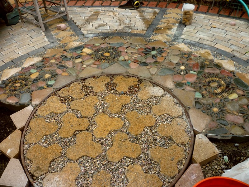DIY Paver and Pebble Mosaic Patio
