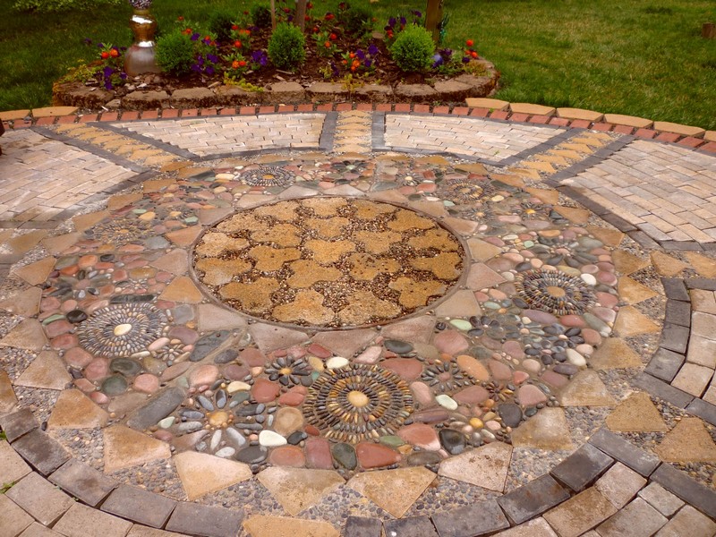 DIY Paver and Pebble Mosaic Patio