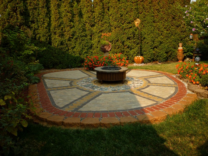 DIY Paver and Pebble Mosaic Patio - After