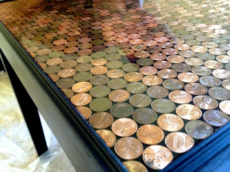 DIY Penny Top Coffee Table