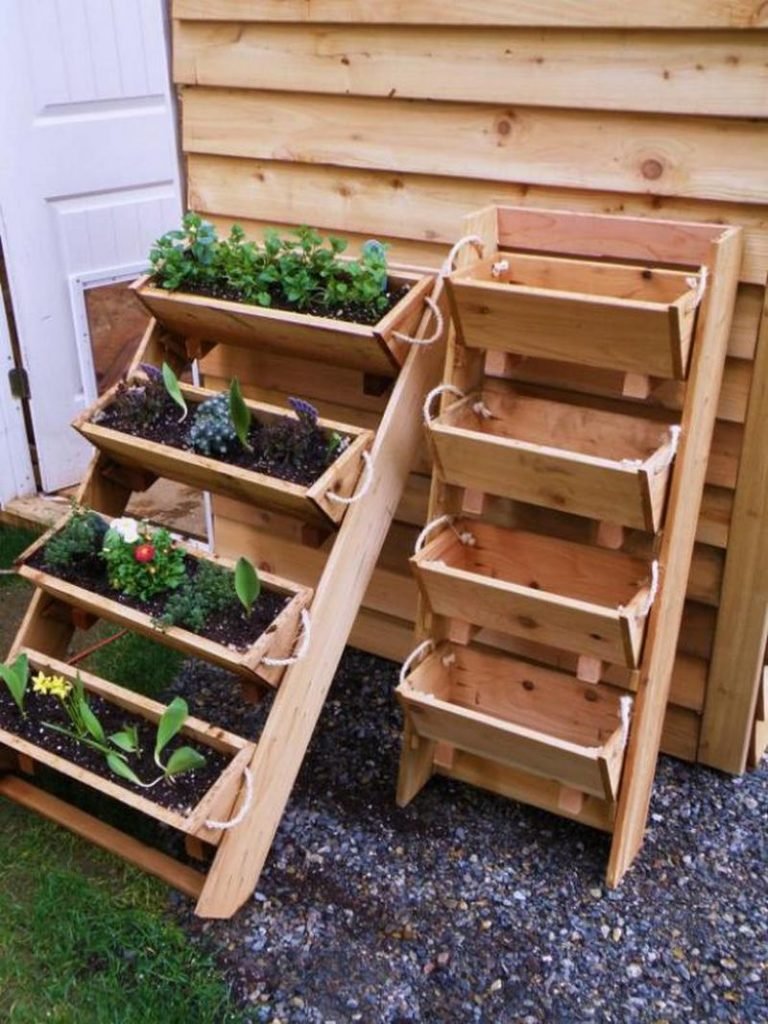 Vertical Wooden Box Planter