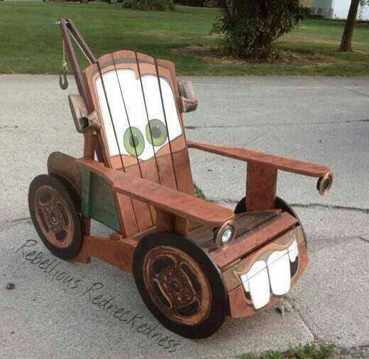 Build a DIY Adirondack chair for kids with a tow Mater design!