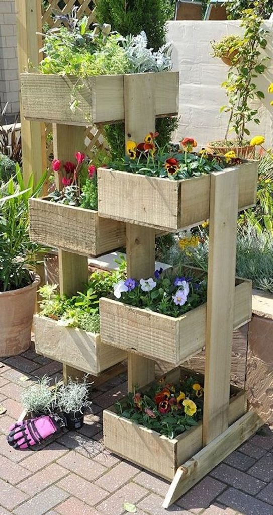 Vertical Wooden Box Planter