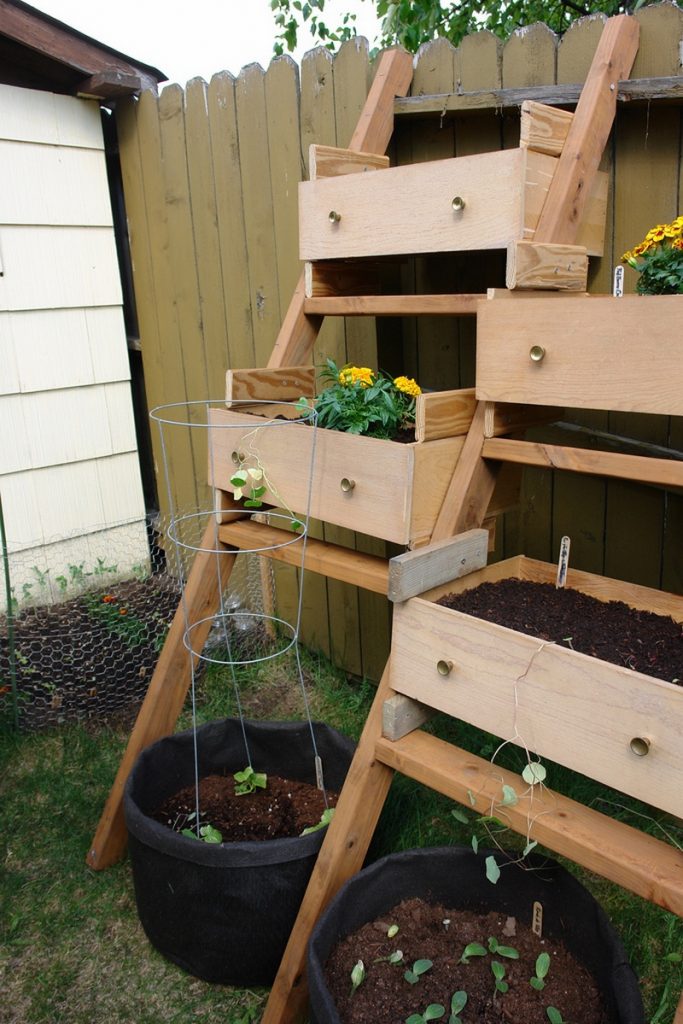 Vertical Wooden Box Planter