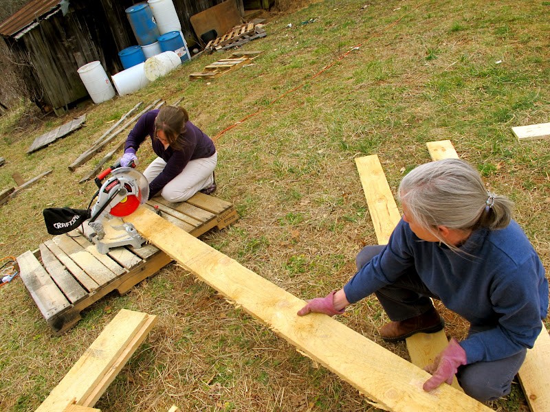 DIY Goat Pallet Barn - Sawing
