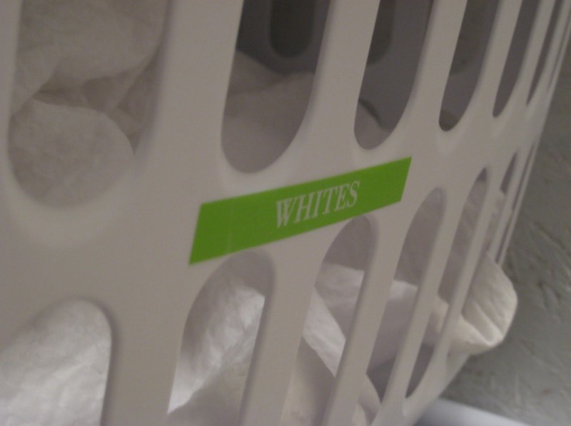 DIY Laundry Basket Dresser - Labeling the baskets
