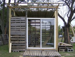 How To Build A DIY Pallet Shed -  Sliding glass door