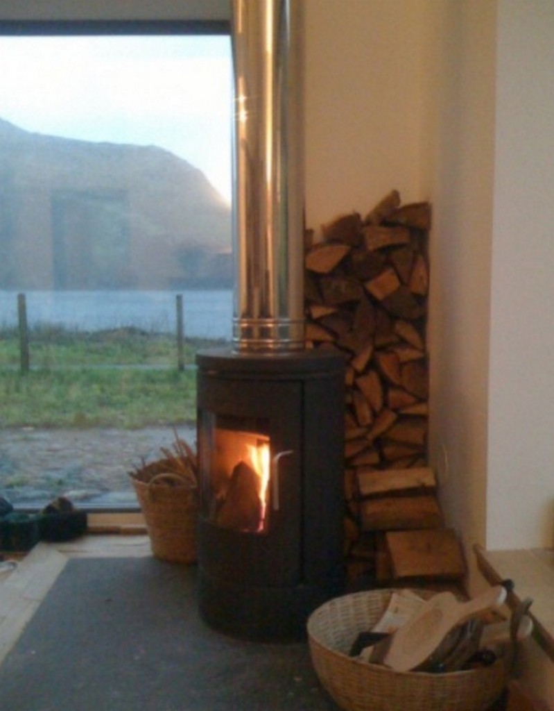 Leachachan Barn - a wood burning stove warms the full building