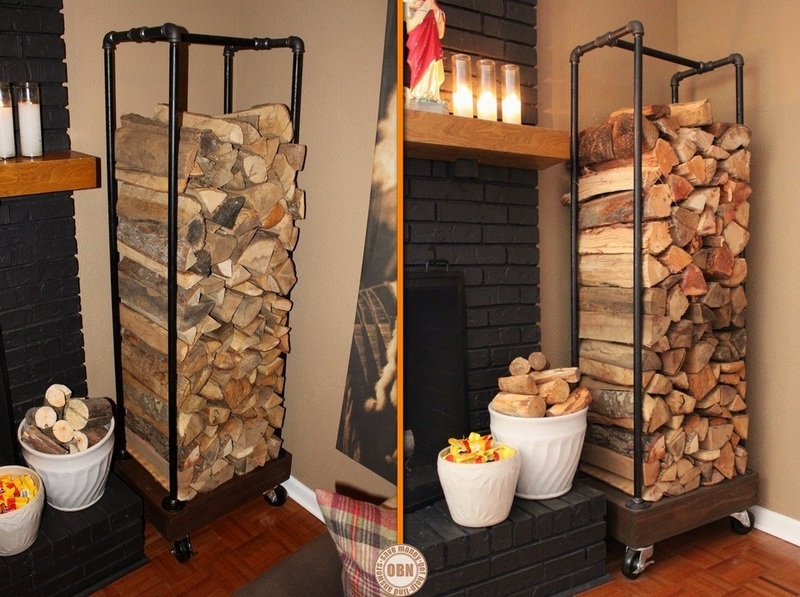 Build a fire wood holder from plumbing pipes