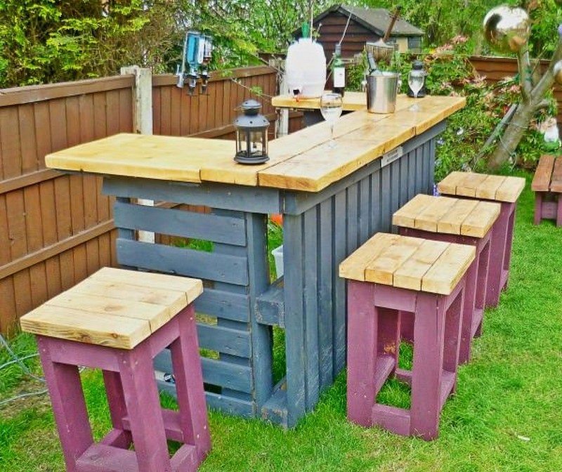 Diy Pallet Outdoor Bar And Stools The Owner Builder Network