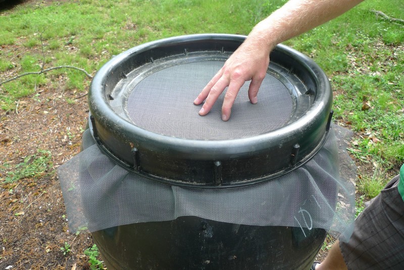 DIY Rain Barrel System - Screwing the ring