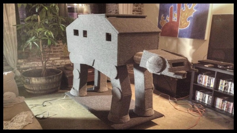 A Creative DIY AT-AT Cat House