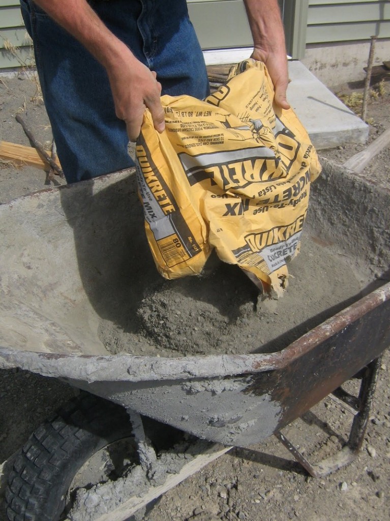 DIY Cobble Stone Path - Mix the bag of concrete