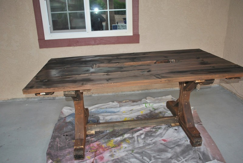 DIY Farm Table with Beer/Wine Coolers - Staining
