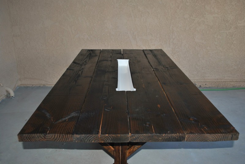 DIY Farm Table with Beer/Wine Coolers - Finished Farm Table with Beer/Wine Coolers