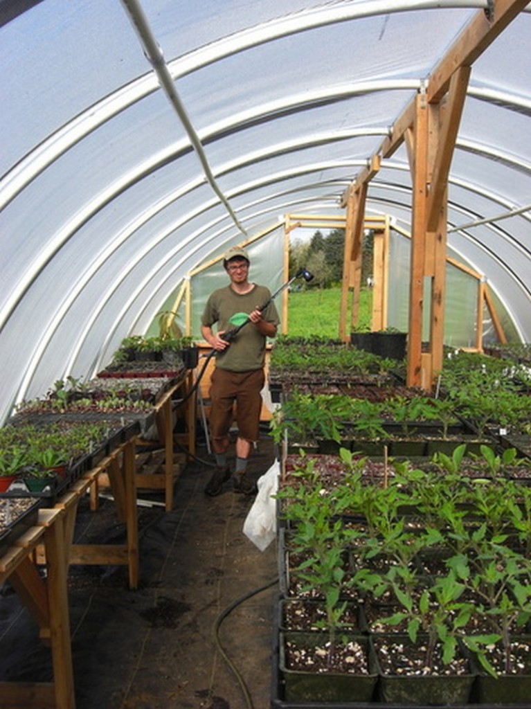 DIY Hoop Greenhouse - Table space for flats of plants