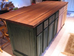 DIY Kitchen Island Cabinet - Staining green