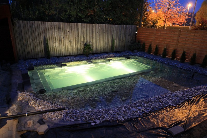DIY Natural Swimming Pond - Add spotlights
