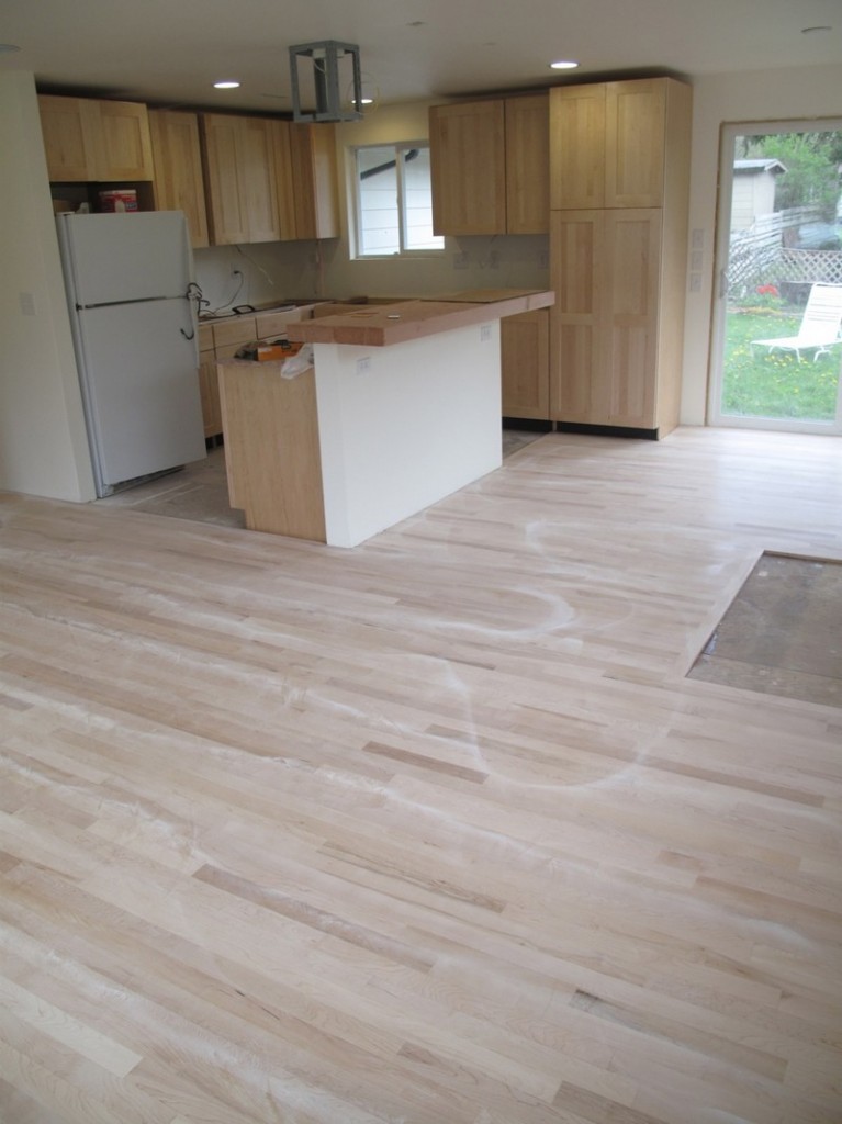 DIY Reclaimed Wood Flooring - Sanded and sealer coating