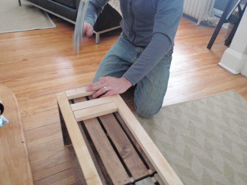 DIY Vintage Crate Shelving Unit - Hammered smaller wood pieces