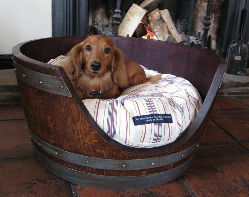 DIY Wine Barrel Dog Bed - Finished Wine Barrel Dog Bed