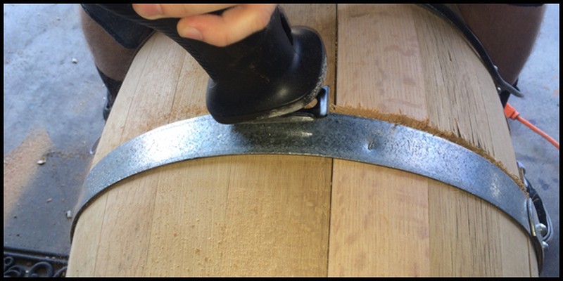 DIY Wine Barrel Dog Bed Barrel cutting