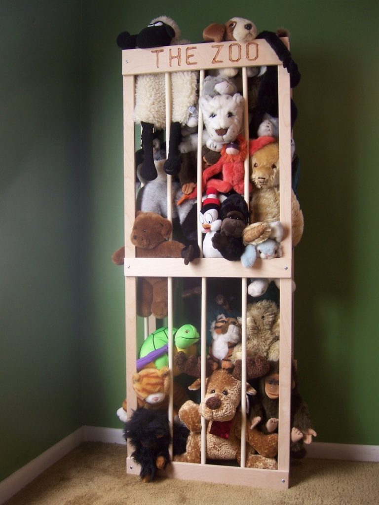 wooden zoo for stuffed animals