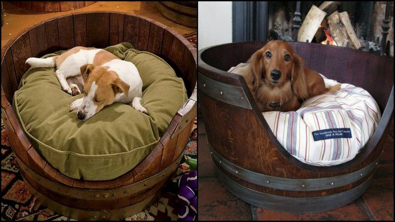 wine barrel dog bed