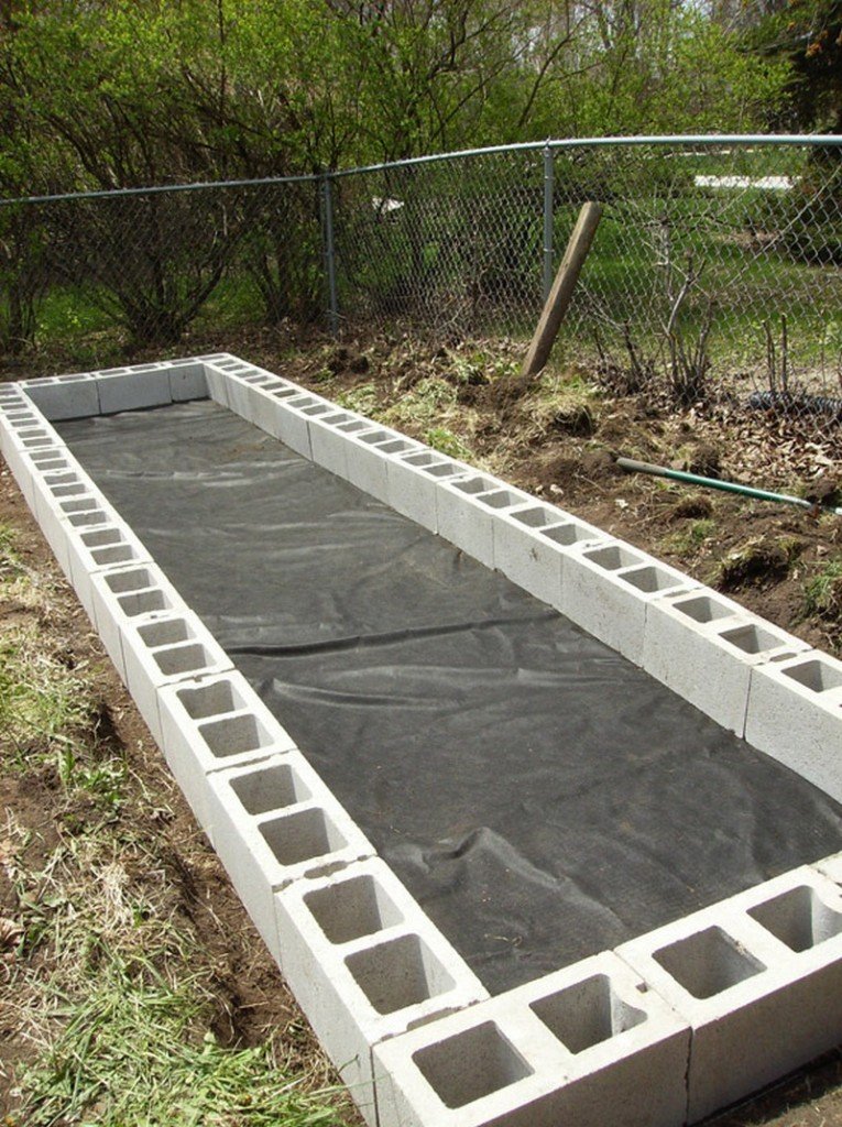 DIY Cinder Block Raised Garden Bed - Bottom