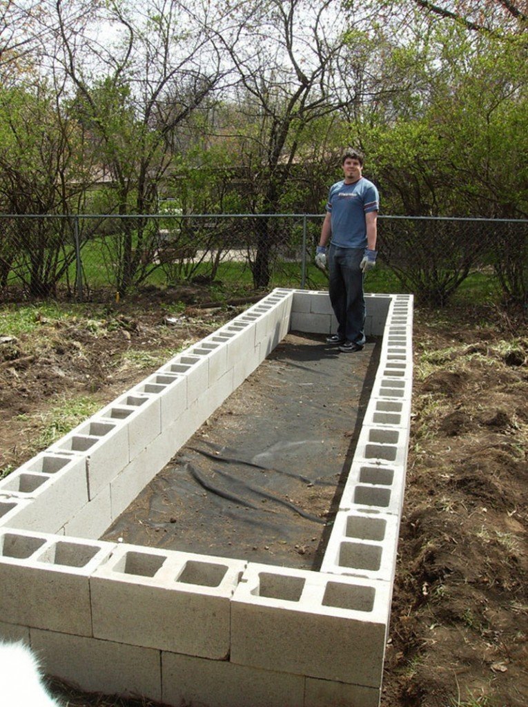 DIY Cinder Block Raised Garden Bed - Second layer