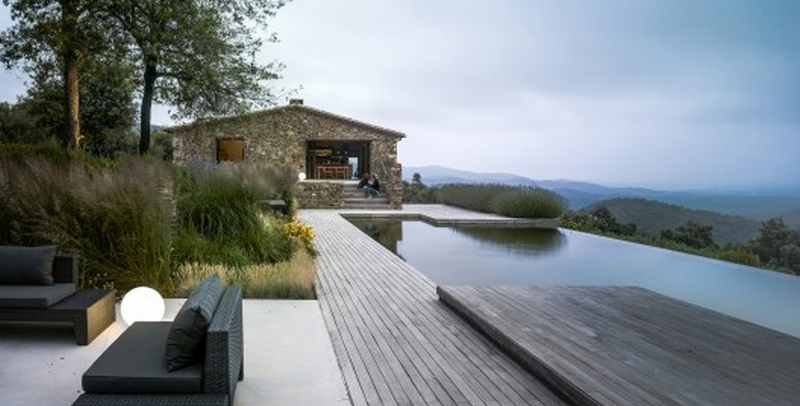 The view over the natural swimming pond