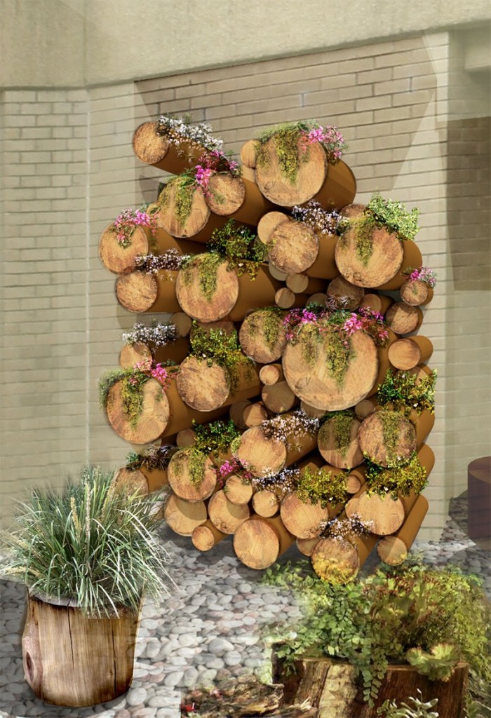 Log Planter Green Wall - Southern Health Healing Garden