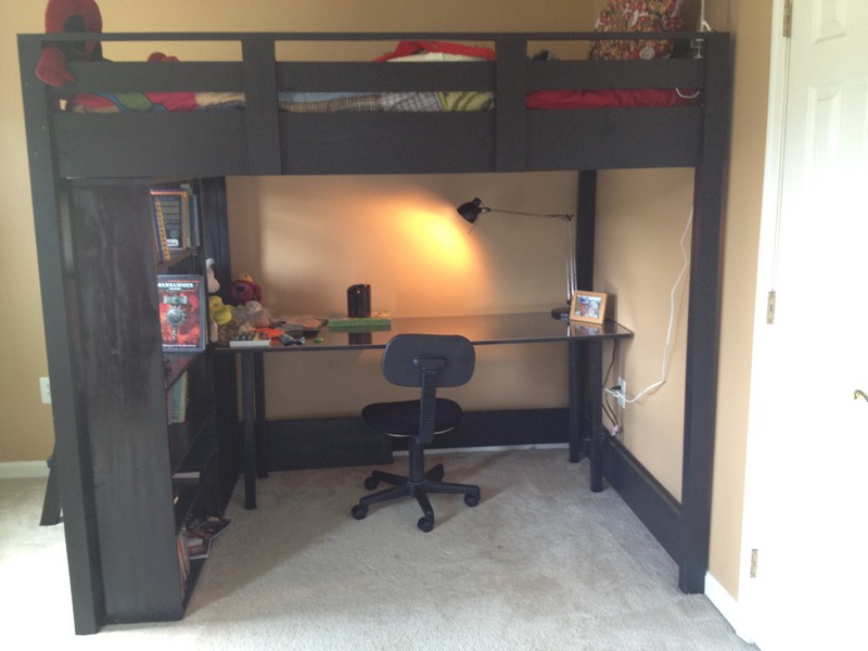 full loft bed with desk underneath